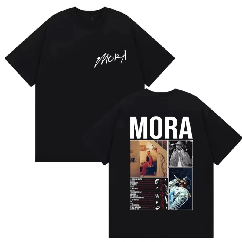 Camisetas de la gira 2025 del rapero Mora Lo Mismo De La Otra Vez, camisetas de algodón cómodas de estilo Harajuku vintage para hombre y mujer, ropa urbana