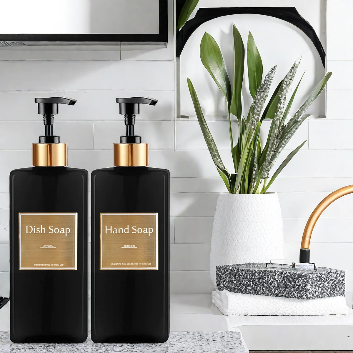 Shower Soap Dispenser Set Refillable Shampoo and Conditioner Bottle for Bathroom Kitchen Dish Soap Hand Soap Bottle