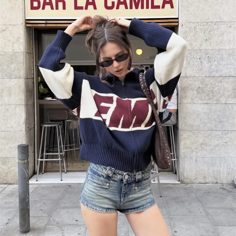 

Свитер в стиле Харадзюку, зимний пуловер с буквенным принтом, вязаные топы, модный джемпер в стиле хип-хоп в стиле ретро, уличная одежда Y2k, топ в стиле панк, 90-е годы