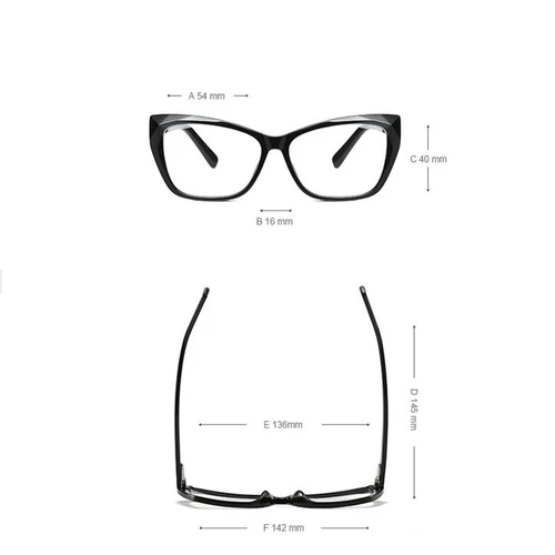 Imagen 2 del producto Gafas para miopía con bloqueo de luz azul de 0-0,5-0,75 a-6,0 para mujer, gafas graduadas con forma de ojo de gato y pierna de primavera
