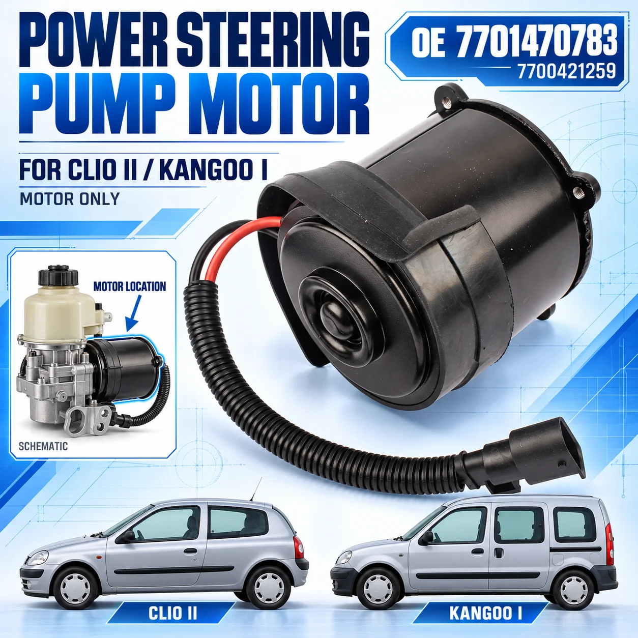 Image of AP02 für NISSAN KUBISTAR RENAULT Kangoo CLIO II Clio 2 1.5 dci 1.9 dti 1.4 THALIA SERVO PUMP Elektrische Servolenkungspumpe Motor