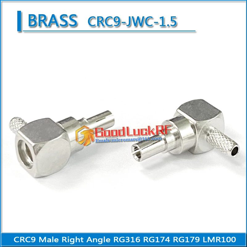CRC9 Male 90 Degree Right Angle Jack Crimp RG316 RG174 RG179 LMR100 50-1.5 Cable Plug 50 ohm Copper RF Connector Adapters