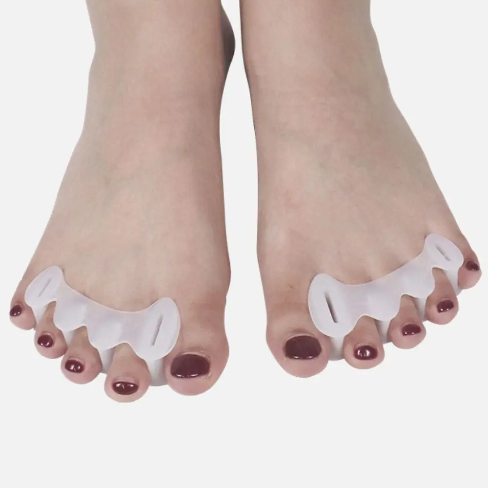 2Pcs = 1Pair 3 홀 발가락 손가락 분리기 정형외과 스페이서 실리콘 발 교정기 해머 발 교정기 풋 케어 도구
