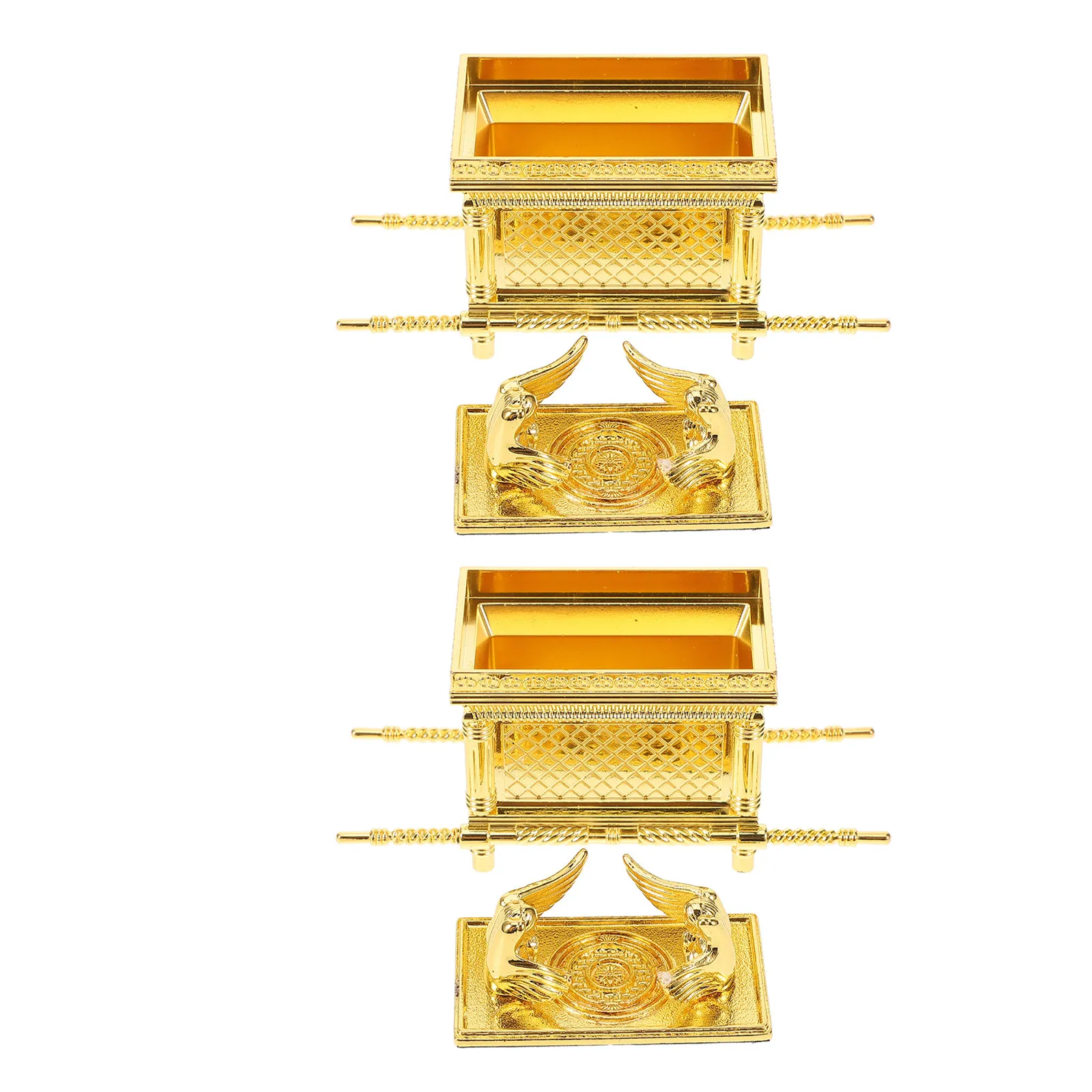 2 Piezas Caja Decorativa Arca de la Alianza, Bañada en Oro, Adorno Religioso, Estatua de Fe para Escritorio, Decoración del Hogar, Judaica