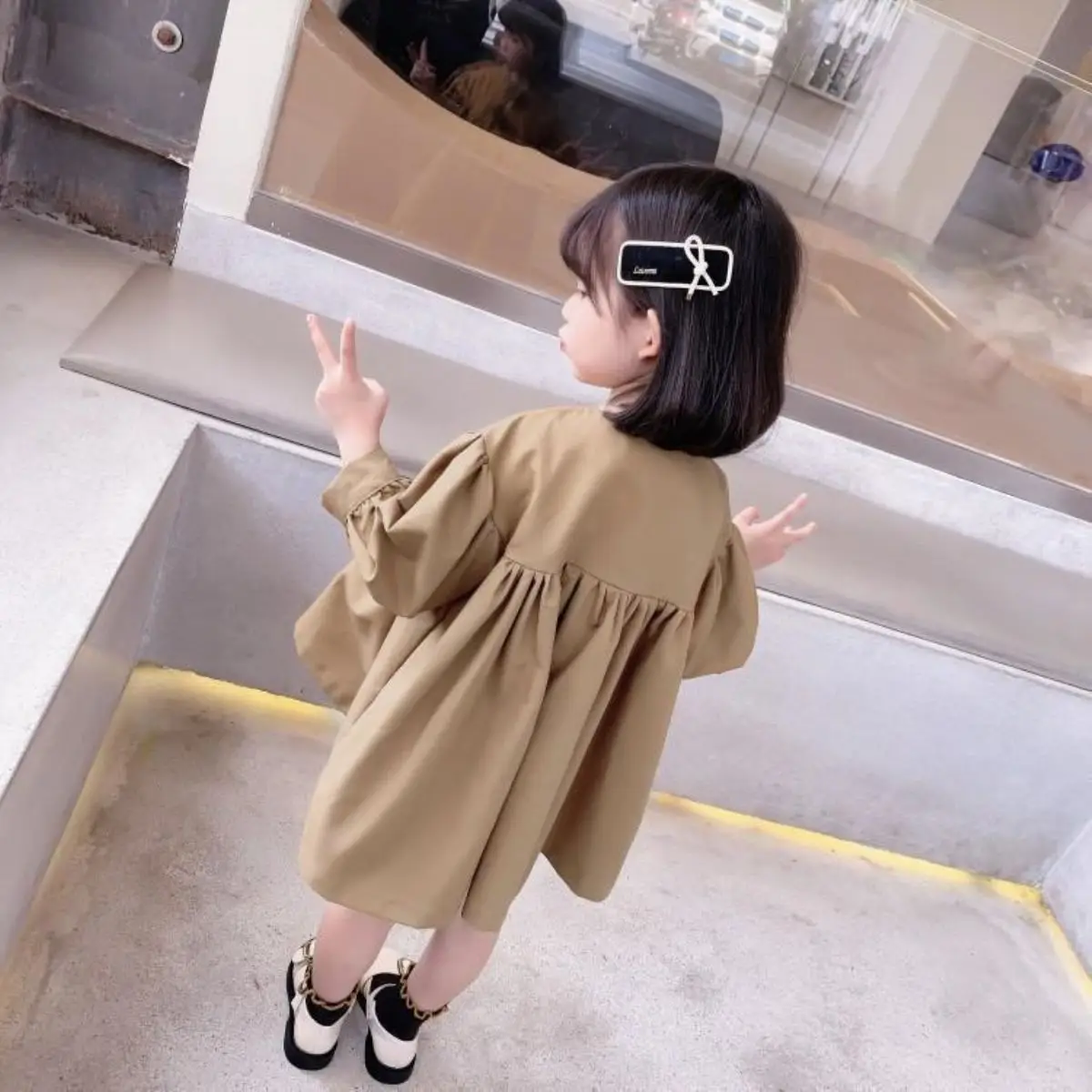 Women\'s Baby Long-sleeved Dress 2023 Spring and Fall New Children\'s Trench Coat Children\'s Trend Korean Spring and Fall Clothing