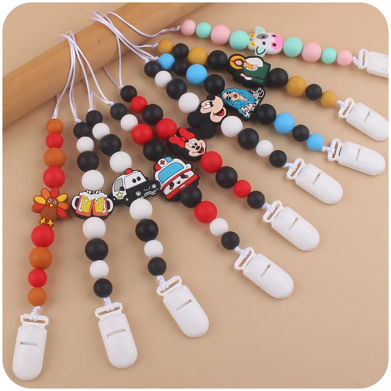 

ABCPICK New cartoon animal teething gel for infants and babcreative DIY cute silicone bite grind pacifier chain anti drop chain