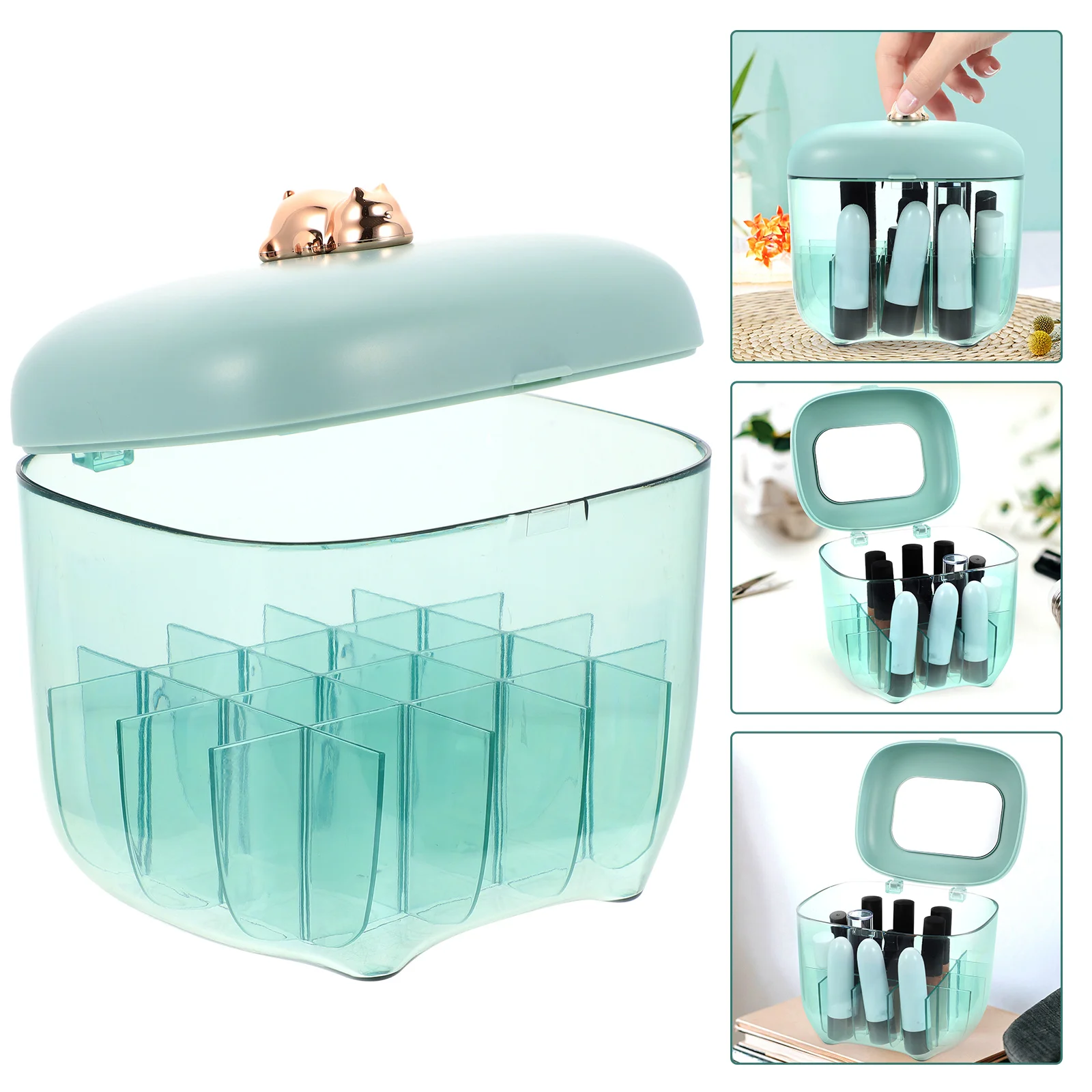Organizer na szminki Przezroczysty Pojemnik Wielokomorowy Delikatny Stojak Kreatywne Pudełko Ekspozycyjne Dom Sypialnia Biurko Toaletka Przechowywanie
