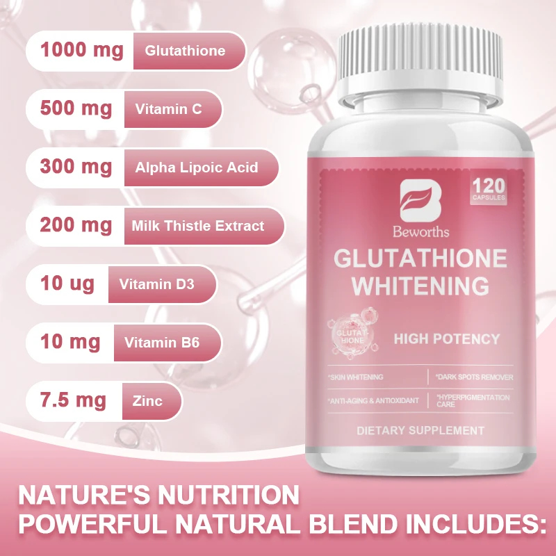 Bewroths Glutathione Capsules Whitening Capsules Skin Health Supplements Brighten the Skin Improve Dullness Protect the Liver