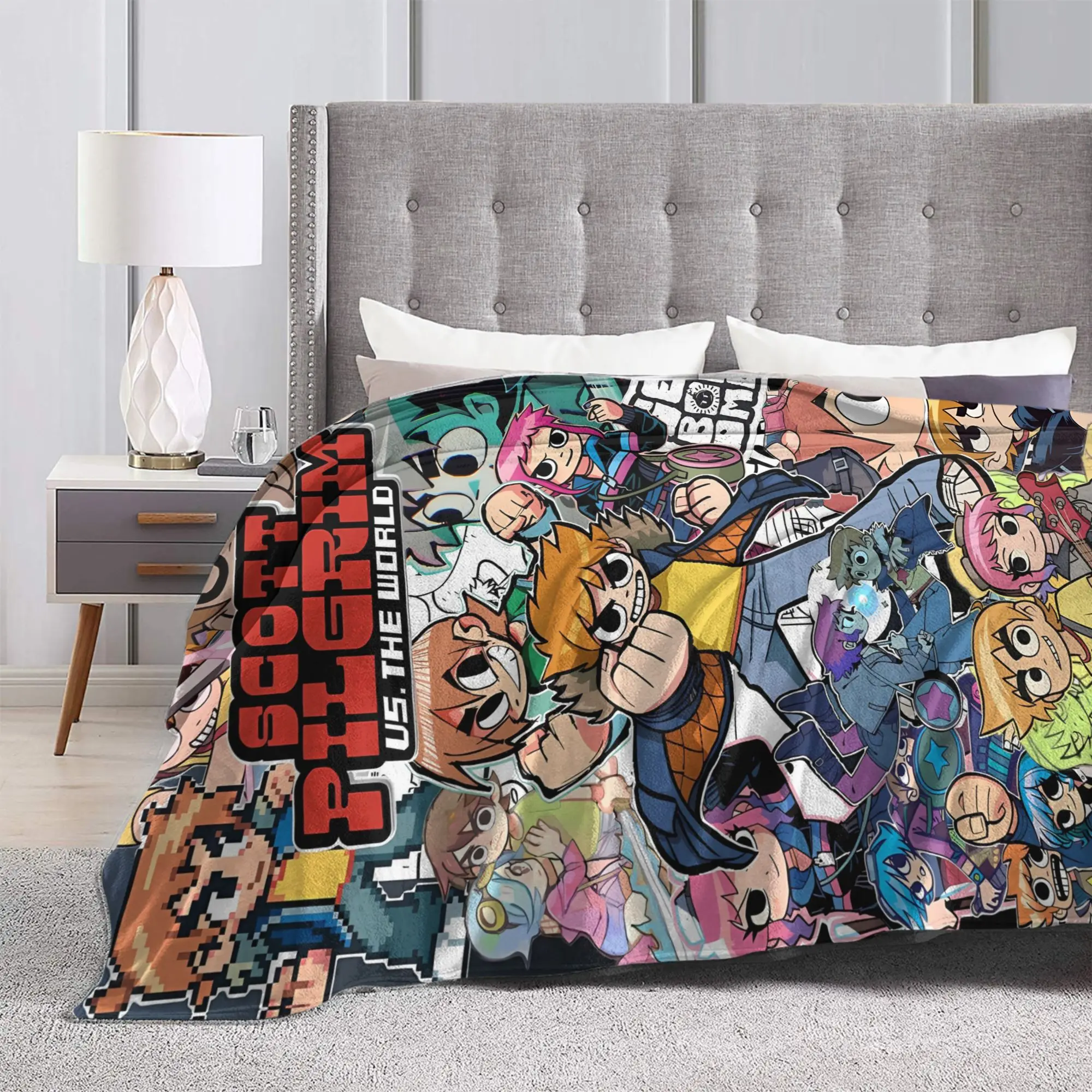 Scott Pilgrim Comic Collage Blankets Quality Soft Warm Bedding Throws Autumn Students Couch Chair Sofa Bed Comfortable Bedspread
