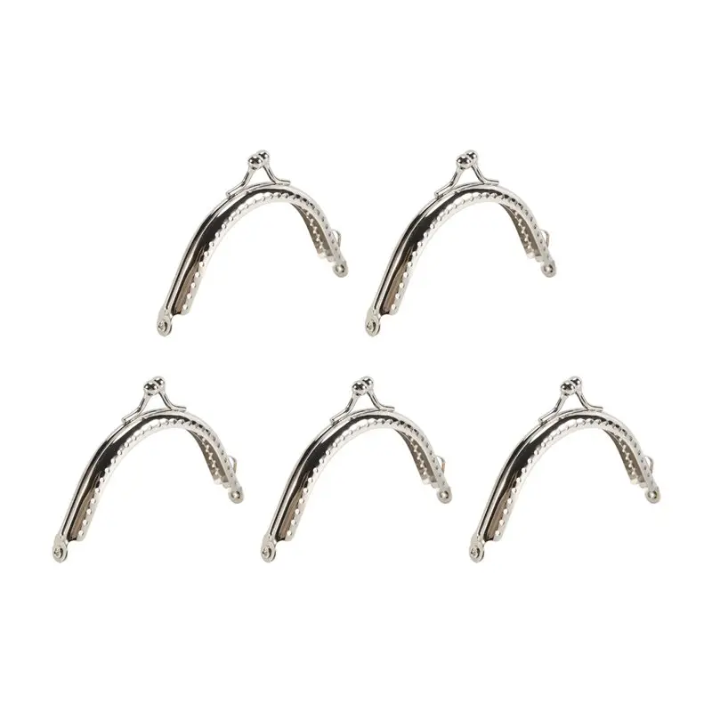 ABIY 5 Metal Frames Snap Clasp Arch Pattern Coin Style Purse Silver