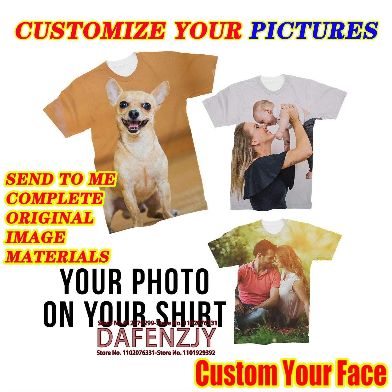 Men's Summer Custom Your Photo/name T Shirt 3D Printed Short Sleeve Harajuku Street Hip Hop T Shirt