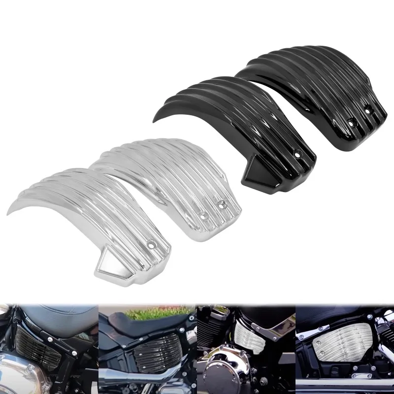 

Applicable To Harley Standard Street Fighter Lovell ST Modified Side Battery Cover, Striped Battery Cover 18-25 Years