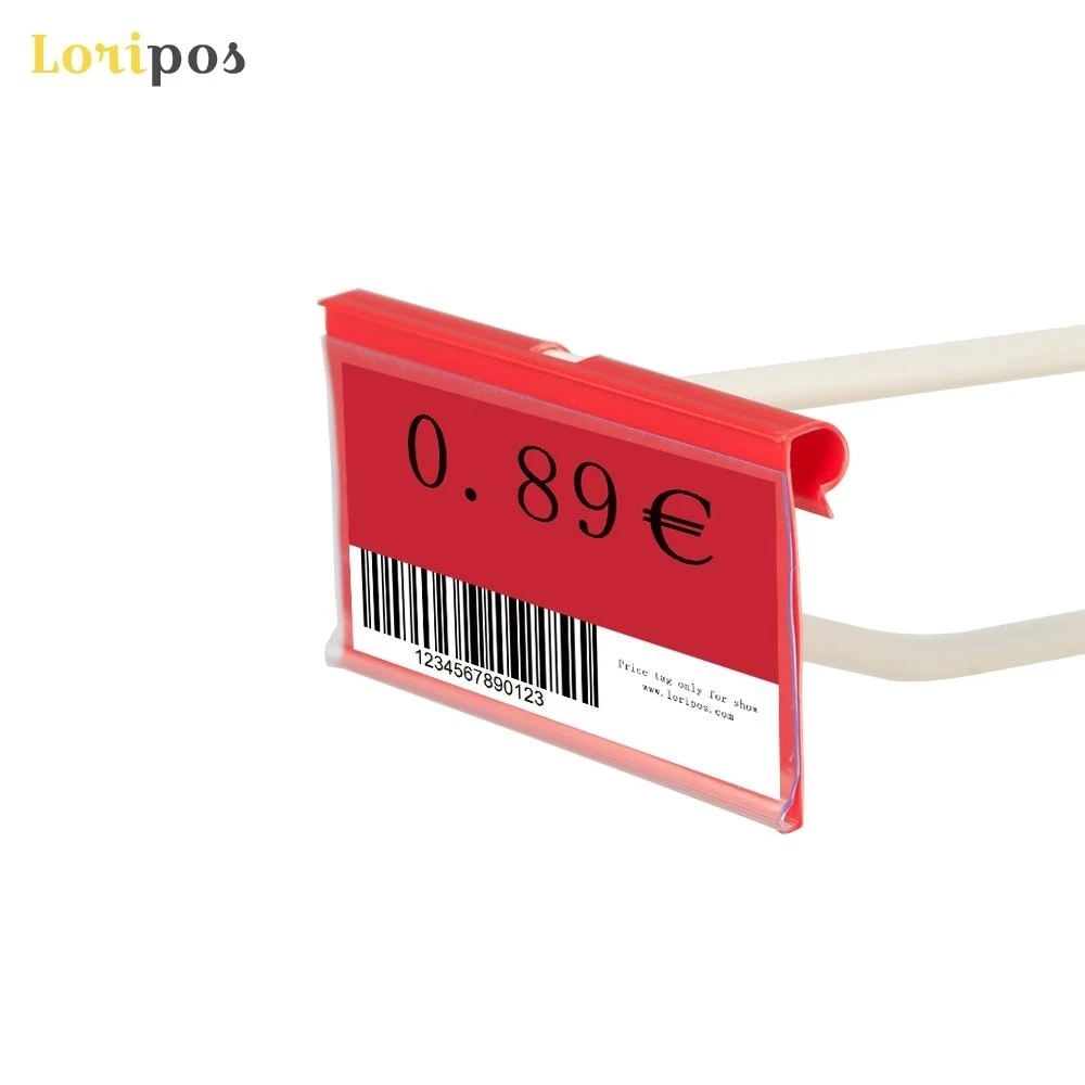 8/10x4/4.5cm Plastic Pvc Price Tag Sign Label Display Hanging Holders Colorful for Supermarket Storage Shelf Rack Hooks 100pcs