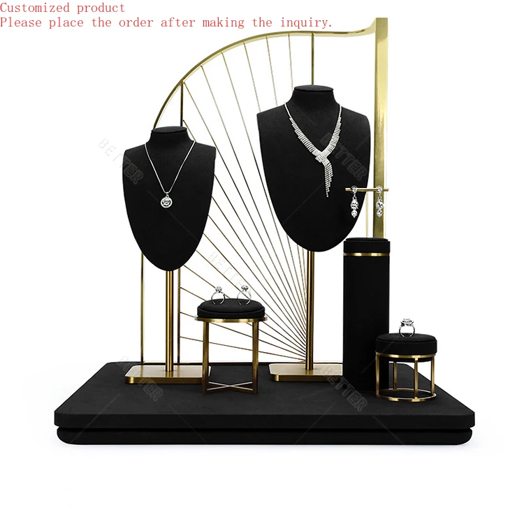 

Custom.Luxury Jewelry Display Factory Design Display Cabinet Set Jewelry Store Cabinets for Ring Earring Necklace
