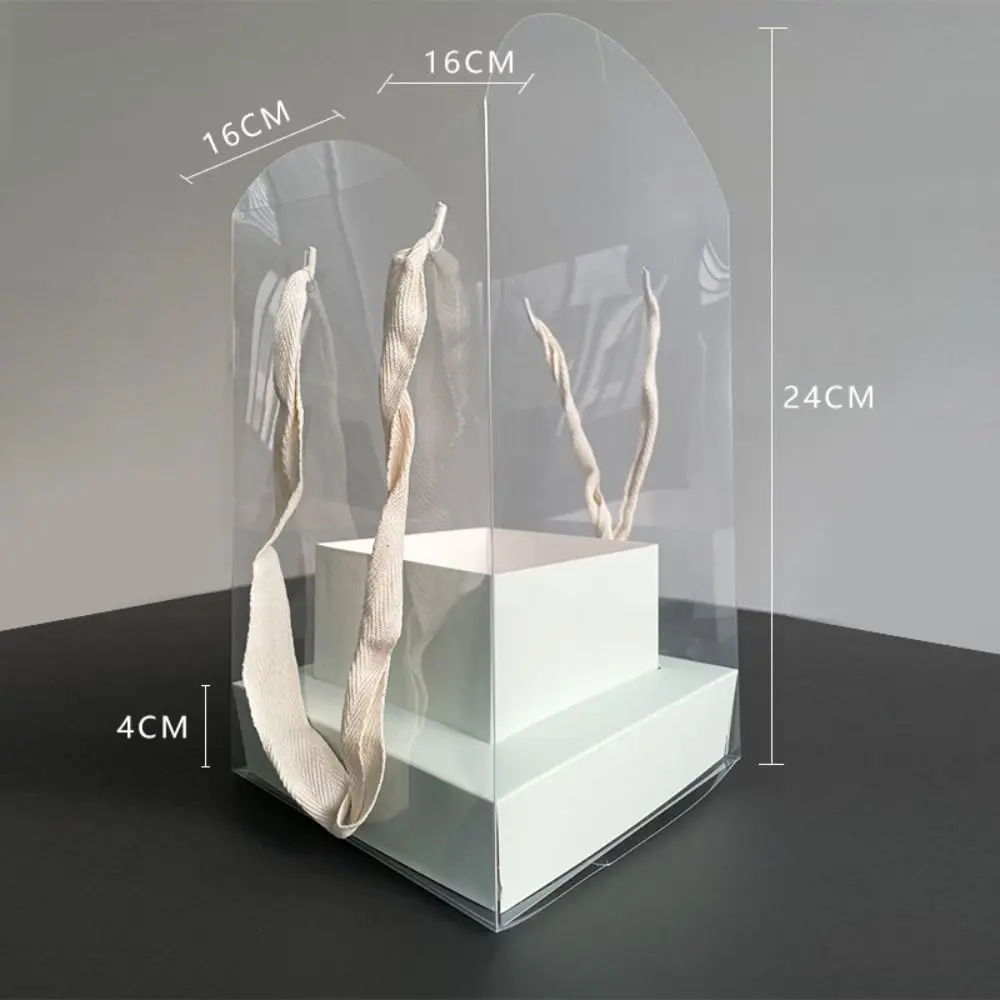 Romantic Transparent Handheld Flower Box Portable Handbag Flower Bouquet Arrangement Box DIY Cake Packaging Box Party Supply