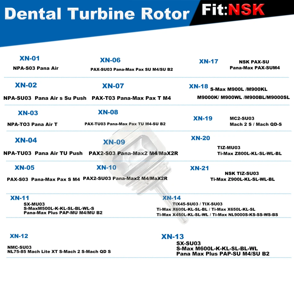 Cartucho de turbina, rotor de aire, compatible con NSK KAVO COXO, pieza de mano de alta velocidad 2