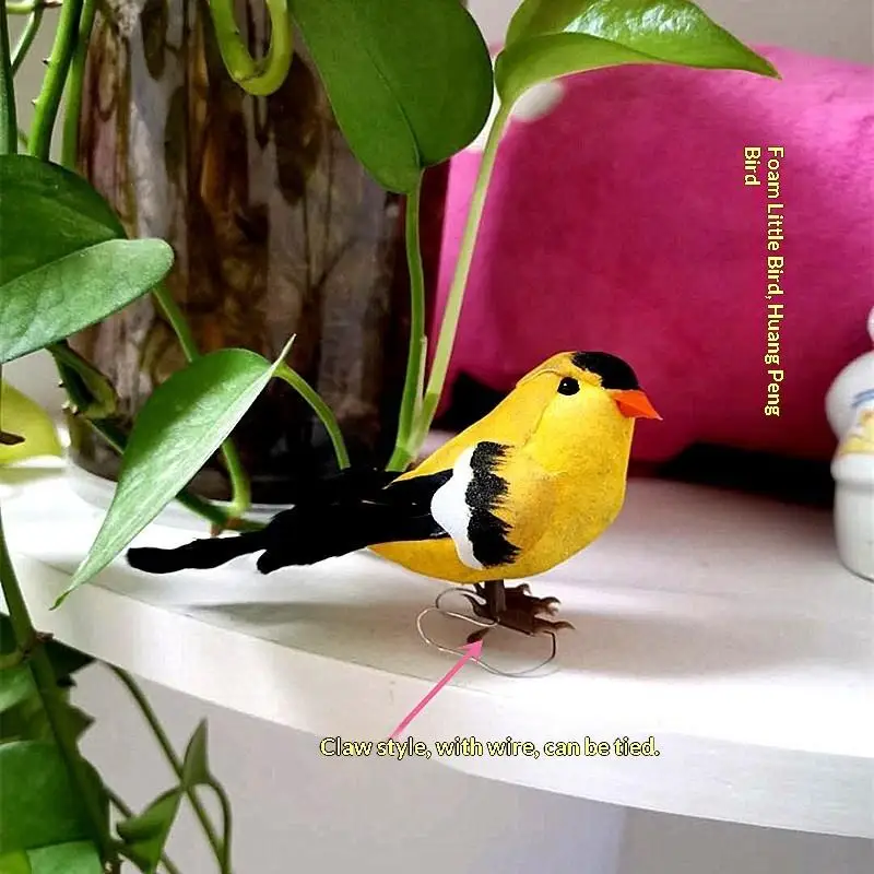 Artificial Golden Oriole Birds 1/3 PCS Realistic Feather Attachable Clip for Halloween Costume Accessory Prop