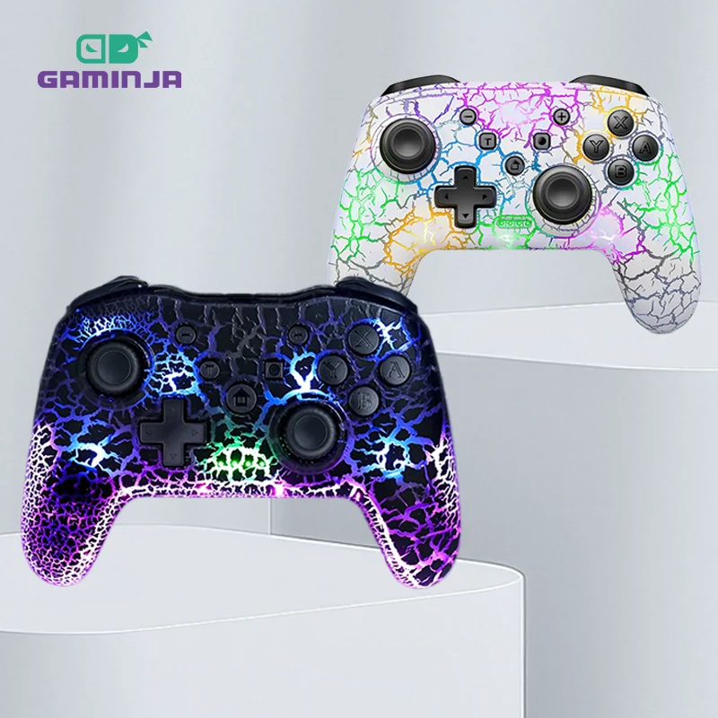 Manette GAMINJA à gyroscope 6 axes et double vibration avec pavé tactile pour Nintendo Switch 2 Connectivité Bluetooth sans fil pour PC appareils Android et téléviseurs