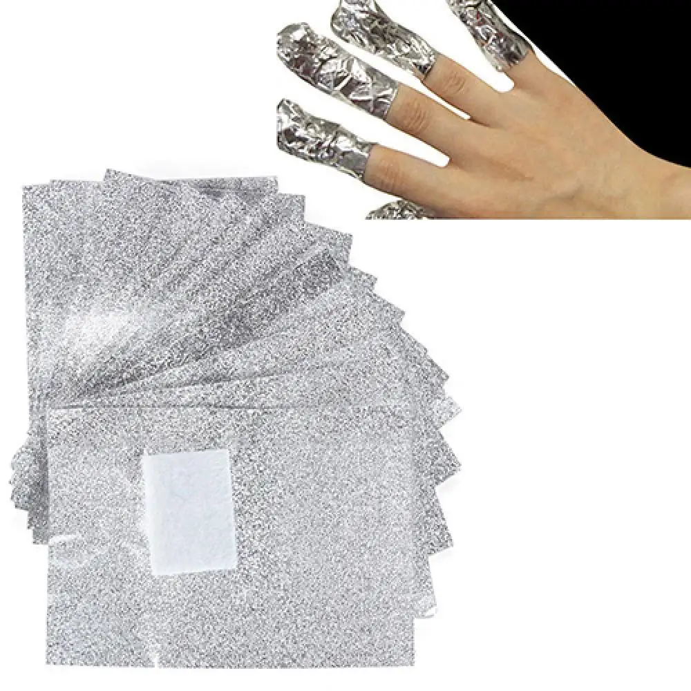 

100 Pcs Aluminium Foil Nail Art Soak Off Acrylic Gel Polish Nail Wraps Remover Manicure Nail Cleaning Nail Polish Remover