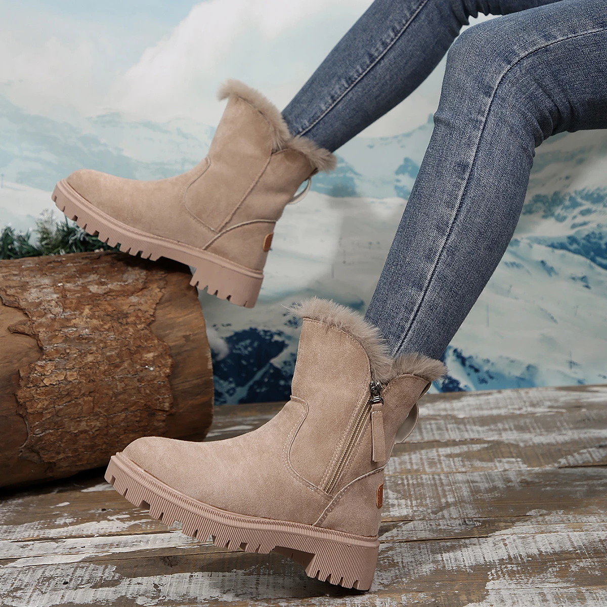 New Snow Boots Women Winter Warm Fashion Designer Platform Women Boots Non-slip Short Plush Flat Shoes for Women Botas De Mujer