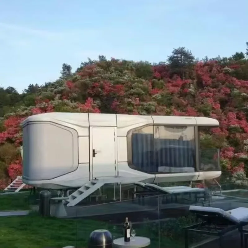 الفاخرة الحديثة في الهواء الطلق المحمولة المحمول Glamping الفضاء كبسولة منتجع فندق منزل صغير حاوية فاخرة منزل نموذج X7