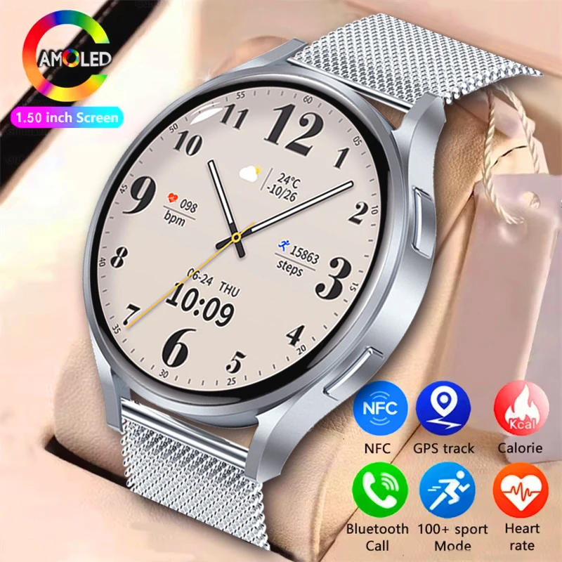 

2025 New Watch 7 NFC Heart rate monitoring Watch Women Bluetooth Call Smartwatch Men AMOLED GPS Sports Watches For Android ios