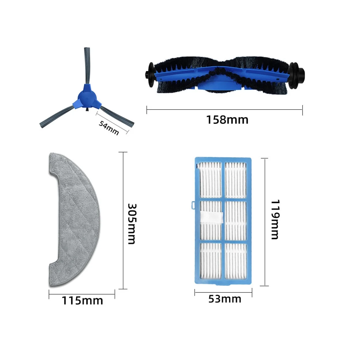 Replacement for G9070 Robot Vacuum Cleaner Spare Parts Main Side Brush Hepa Filter Mop Rag Wipe Accessories