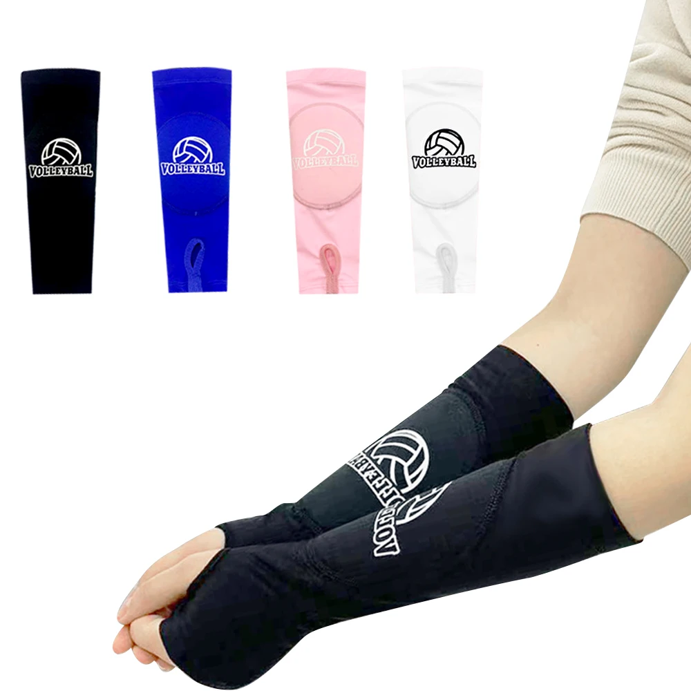 1 Pair Volleyball Arm Sleeves Passing Forearm Sleeves with Protection Pad and Thumbhole for Kids/Adults Protect Arms Sting