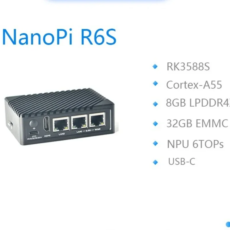 TopElec Friendly NanoPi R6S Router RK3588S Cortex-A76, 8GB DDR4 32GB EMMc 2.5G Eth Ubuntu Debian, FriendlyWrt , Android GPU VPU