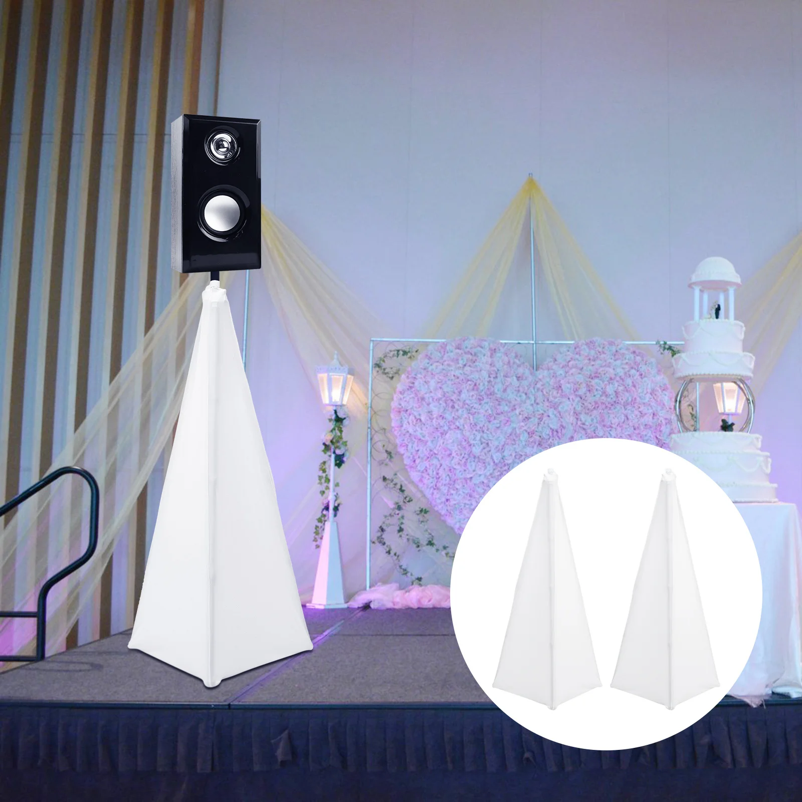

2Pcs Speaker Stand Cover Polyester Elastic Protective Sleeve for Live Shows Weddings Concerts Stage Use Speaker Stand Cover
