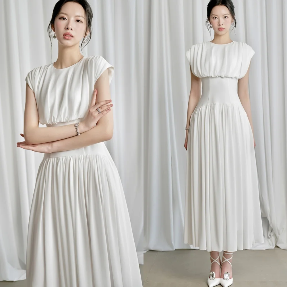 

Customized Classic White Chiffon Evening Dress Exquisite O-Neck Sleeveless Homecoming Dresses Formal Special Occasion Gowns