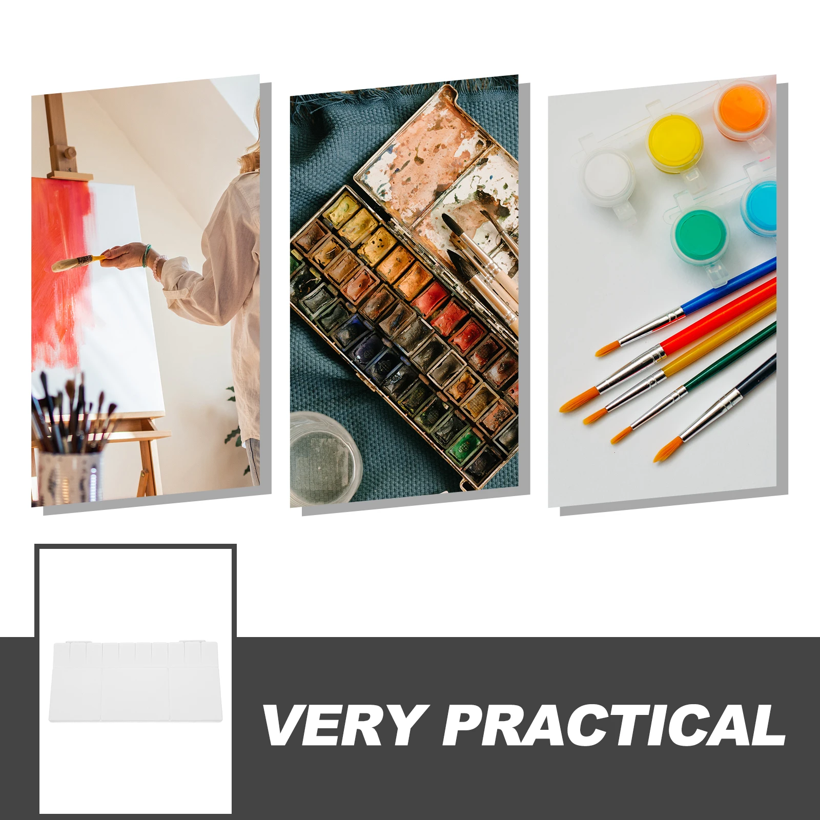 

Art Watercolor Paint Box Plastic Pigment Case Durable Easy Use Clean Storage Color Mixing Tray Artists Students