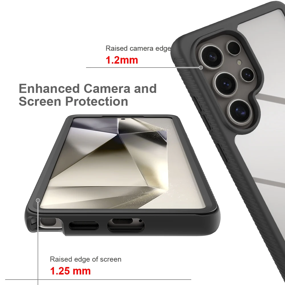 Прозрачный противоударный защитный чехол для телефона Samsung Galaxy S25 Edge S24 S23 S22 FE Ultra Plus с защитной крышкой из ПЭТ-экрана