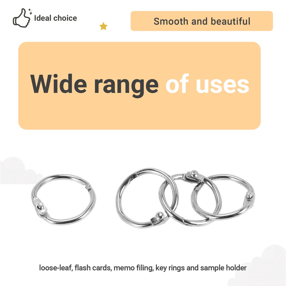 newA10R 100Pcs 19Mm Loose Leaf Binder Rings Key Rings Book Rings Binder Rings for Scrapbook/Album/Craft