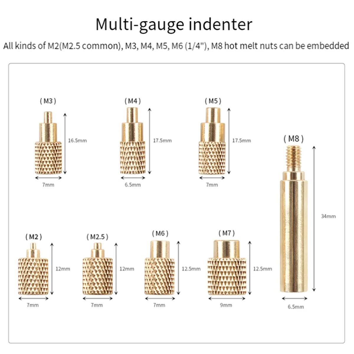 Warmte Set Inzetstuk Gereedschap M2-M8 Smeltende Messing Kartelmoer Ingebed Invoegpunt Pers Adapter 936 Ts100 Ts101 Soldeerbout