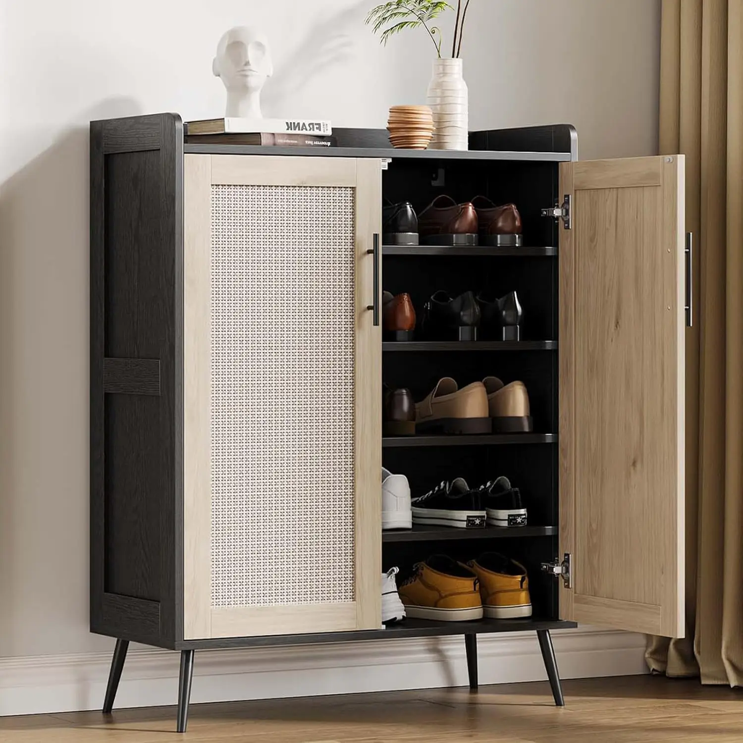

Shoe Cabinet, 5-Tier Shoe Storage Organizer Cabinet with Adjustable Shelf for Entryway, Freestanding Shoe Rack for Living Room