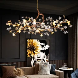 Chinese Style Vintage Creativity Copper Flower Led Light Dining Kitchen Chandelier Living Room Decoration Home Appliance Lamp