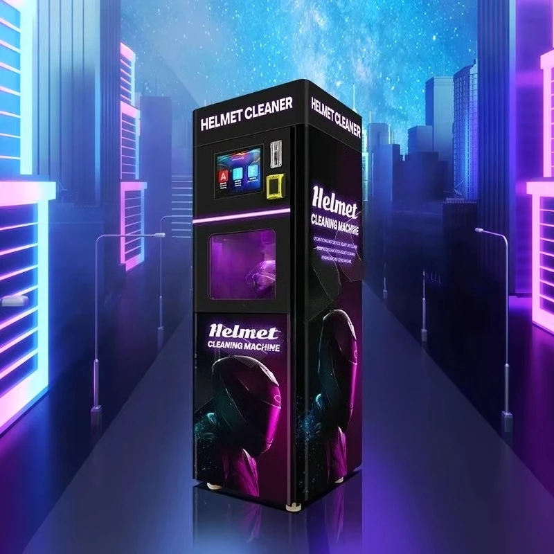 

Custom Helmet Cleaning Vending Machine Coin QR Code Token Payment Includes SDK for Custom Functionality Credit Card Option