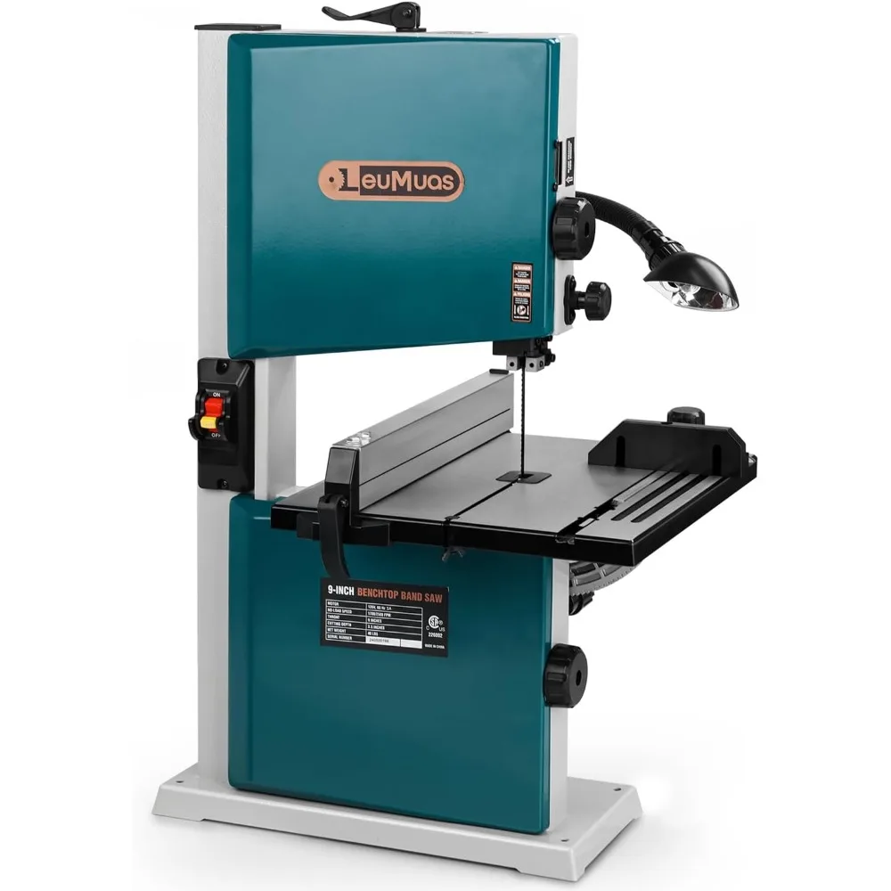 3 Amp 9-Inch Benchtop Band Saw, 2-Speed（1700/2500FPM）with 360° Work Light, Miter Gauge & Rip fence, Steel Base, Band Saws for