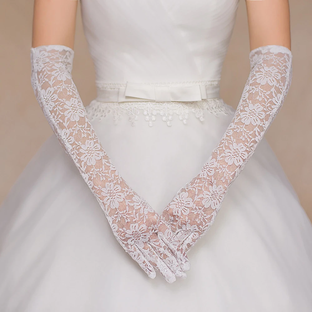 Gants de Patients Élégants en Dentelle pour Femme, Longueur Coude, Robe de Soirée de Mariage, Accessoires pour Mariée, Demoiselle d'Honneur, Cosplay de Soirée