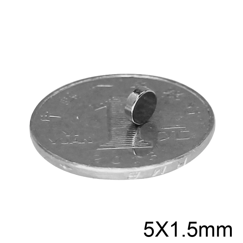 50/100/200/500/1000PCS Thin Neodymium Strong Magnet 5x1.5 mm Permanent Small Round Magnet 5x1.5mm Powerful Magnets Disc 5*1.5 mm