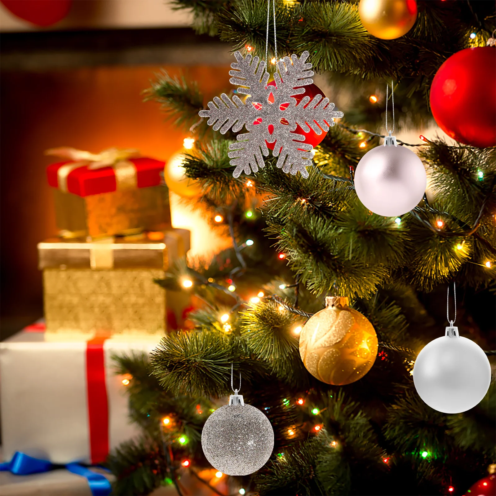 24 قطعة من زينة عيد الميلاد على شكل ندفة الثلج عالية الجودة آمنة لقصر مطعم الفندق الاحتفالي #1