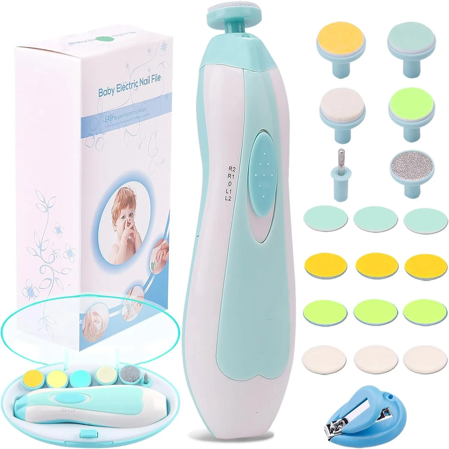 

Baby Nail Trimmer Electric Nail File Safe Nail Filer Grinder Kit for Newborn Infant Toddler Kids Adults Toes Fingernails Care