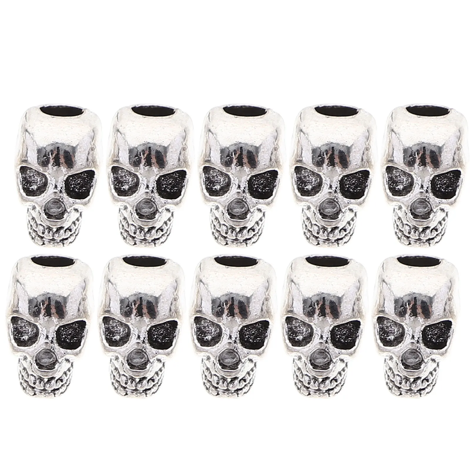 

10Pcs Skull Spacer Beads Silver Hard Alloy 12x11x9mm Hole 4mm DIY Necklace Bracelet Earring Accessories Skull Beads Jewelry