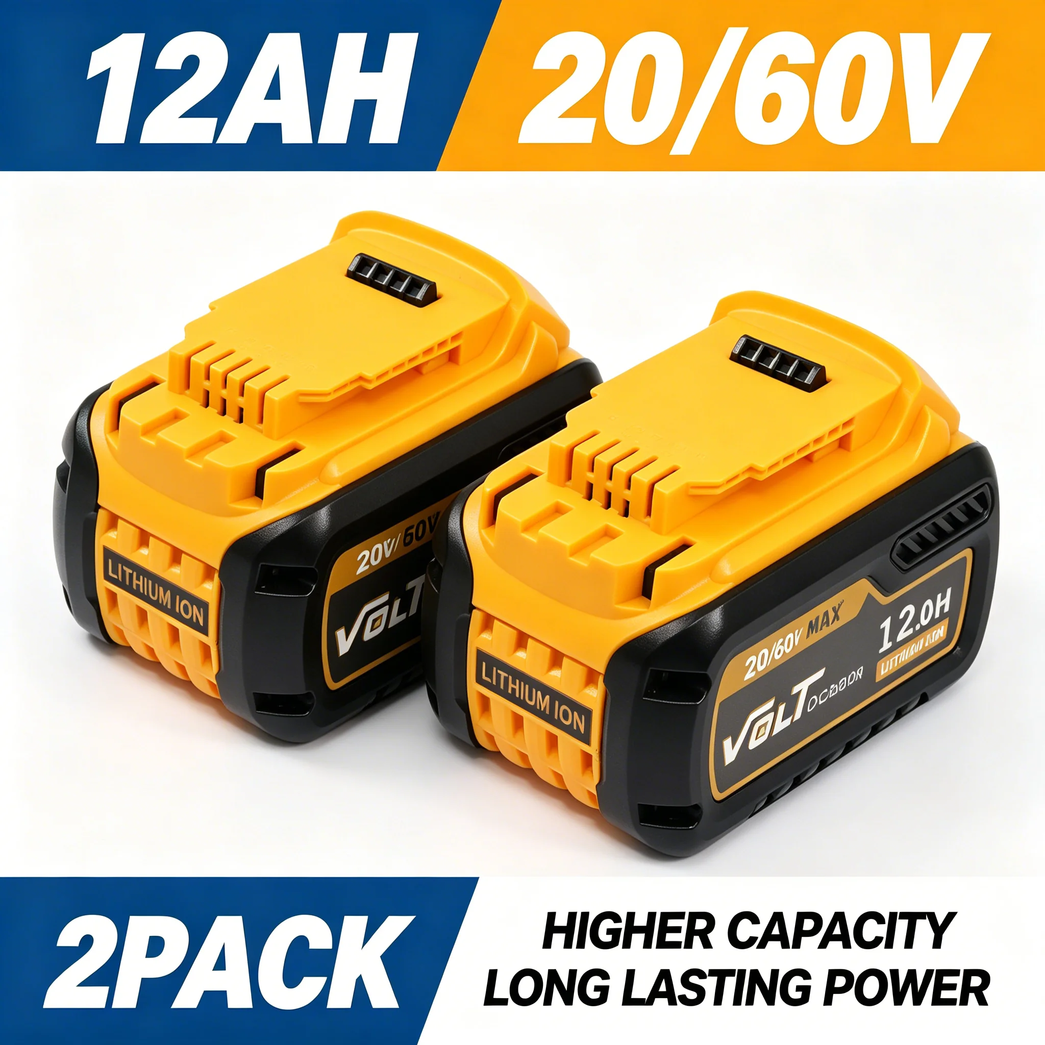 

Комплект из 2 аккумуляторов 20V/60V MAX FLEXVOLT 12.0Ah Li-Ion для DEWALT DCB609 DCB612