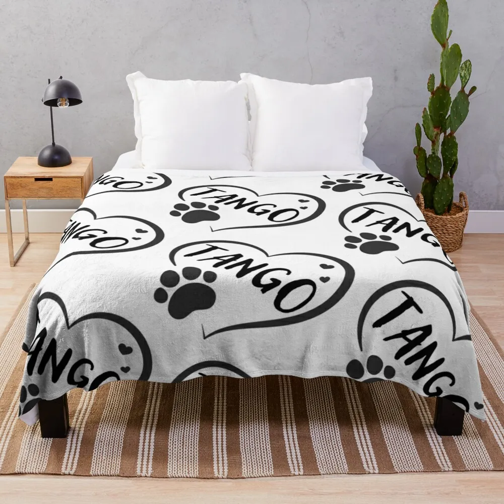 Tango name in a heart with a paw, great gift for dog or cat owners Throw Blanket bed plaid Camping Hairy Kid'S Blankets