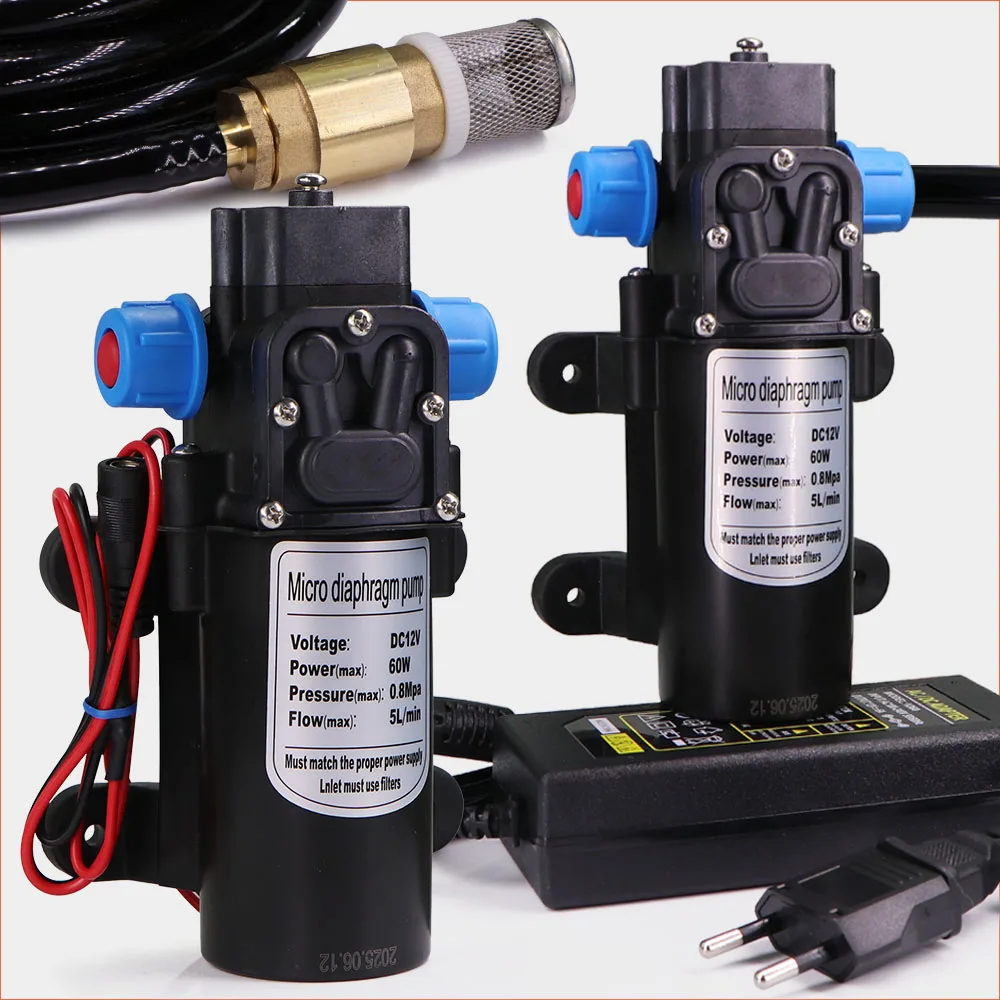 

Электрический мембранный насос с комплектом питания 110-240 В, обратный клапан, фильтр, самовсасывающий насос для сельского хозяйства, орошения, давления воды