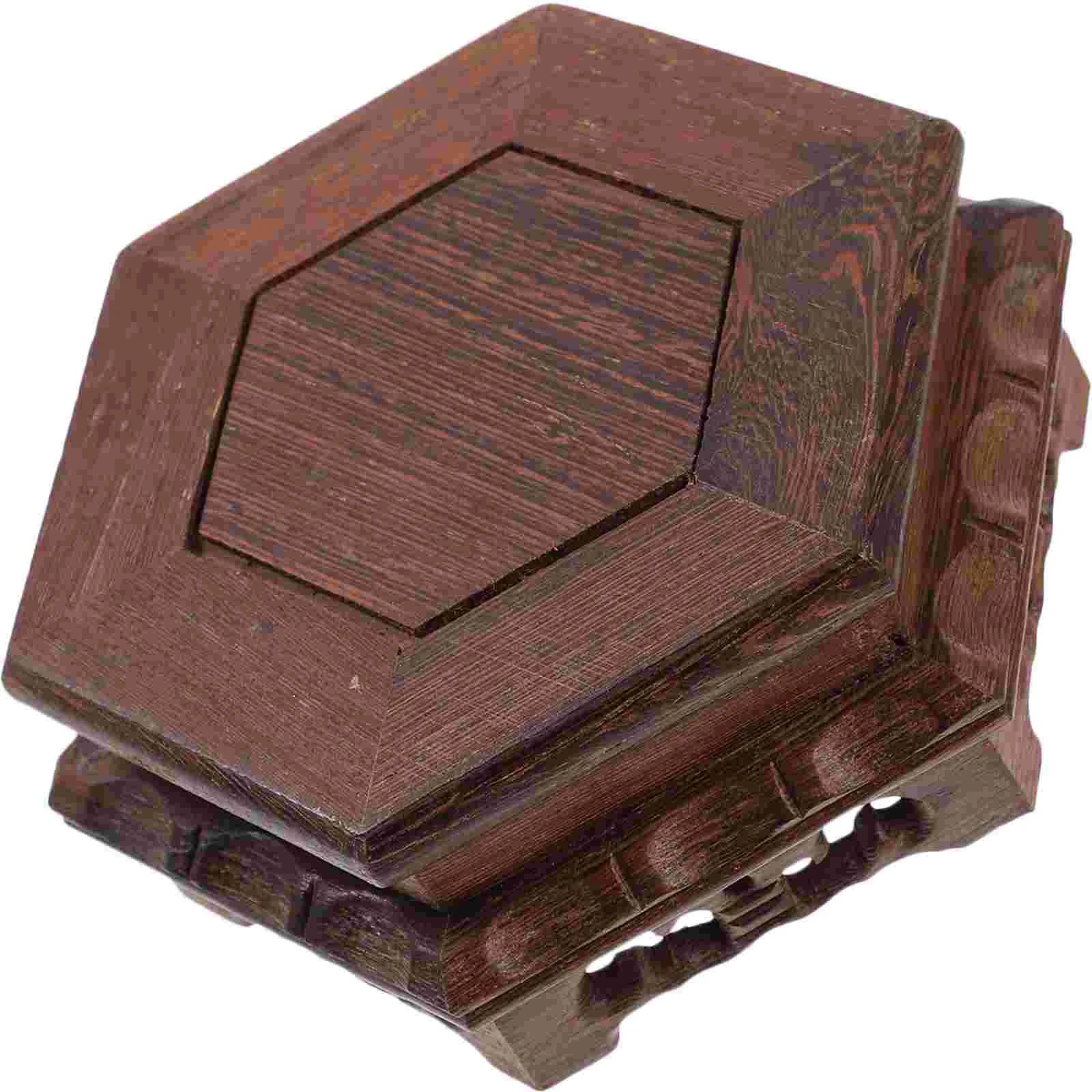 

Solid Wood Plant Stand Hexagonal Base for Flowerpot Small Size Vase Display Fish Bowl Riser Potted Household Indoor