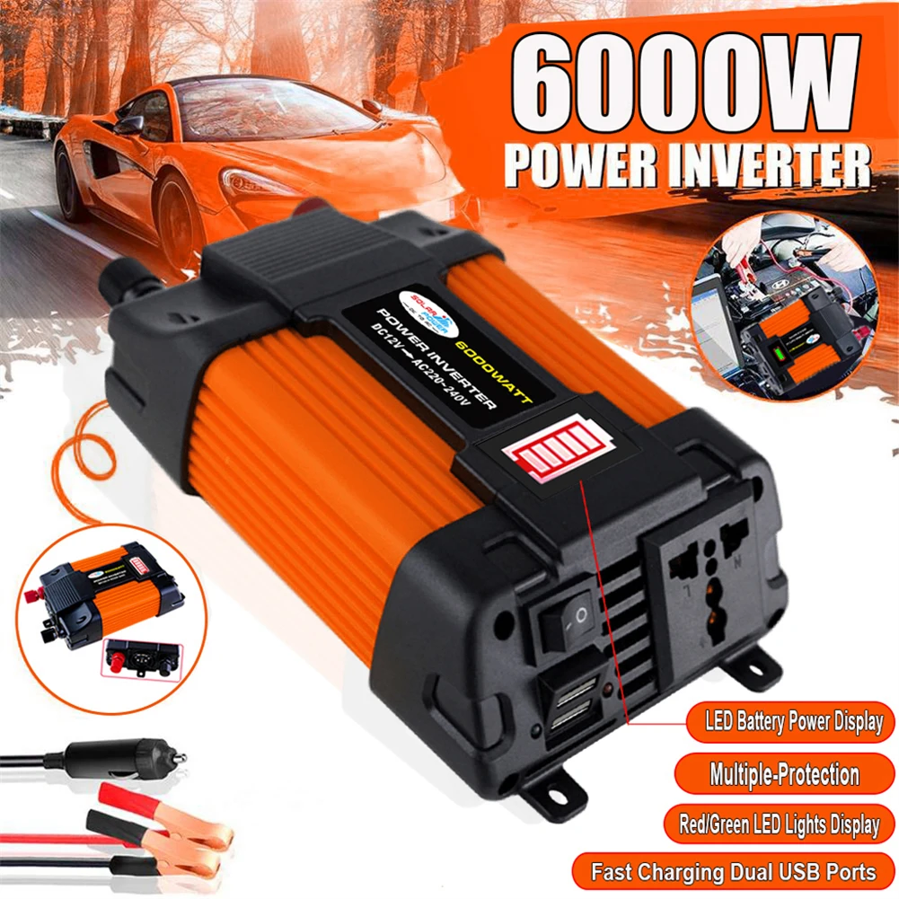 Inverter 110v 220v Voltage Transformer Car Adapter 4000W 6000W LED Battery Display Auto Charger Converter Car Power Inverter