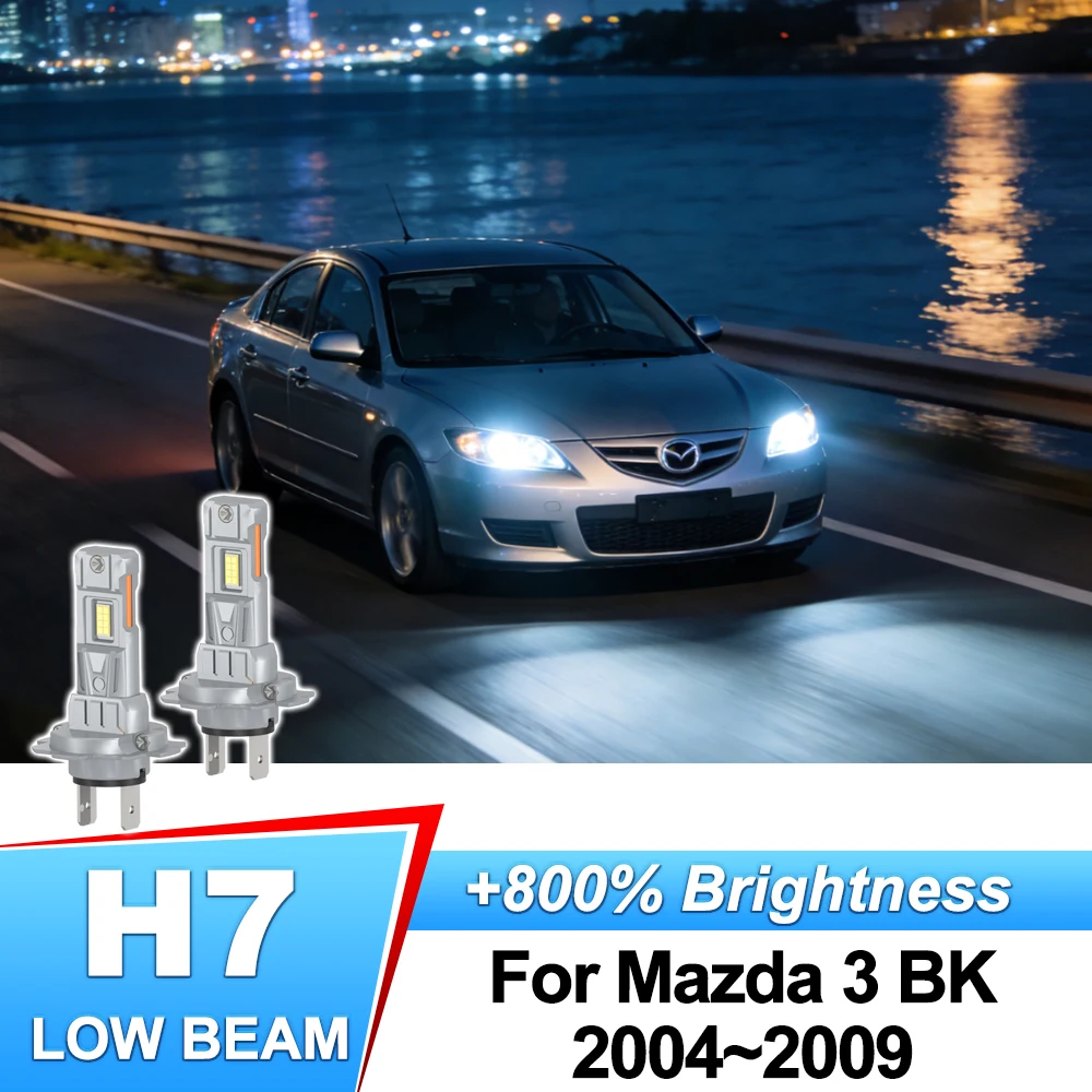 

2 шт. мощные светодиодные лампы H7 Canbus без ошибок, 6000K, белый свет, автомобильные диодные лампы ближнего света для Mazda 3 BK 2004-2009